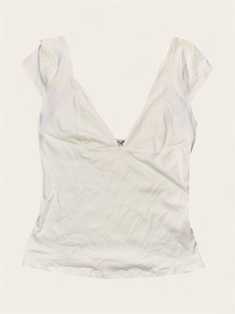 Free People Plunge Ivory V-Neck Sleeveless Cami Tank